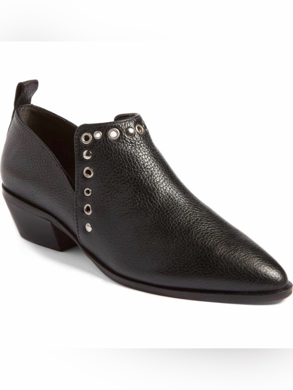 Rebecca Minkoff Annette Black Leather Studded Pointed Toe Booties 6.5 NIB